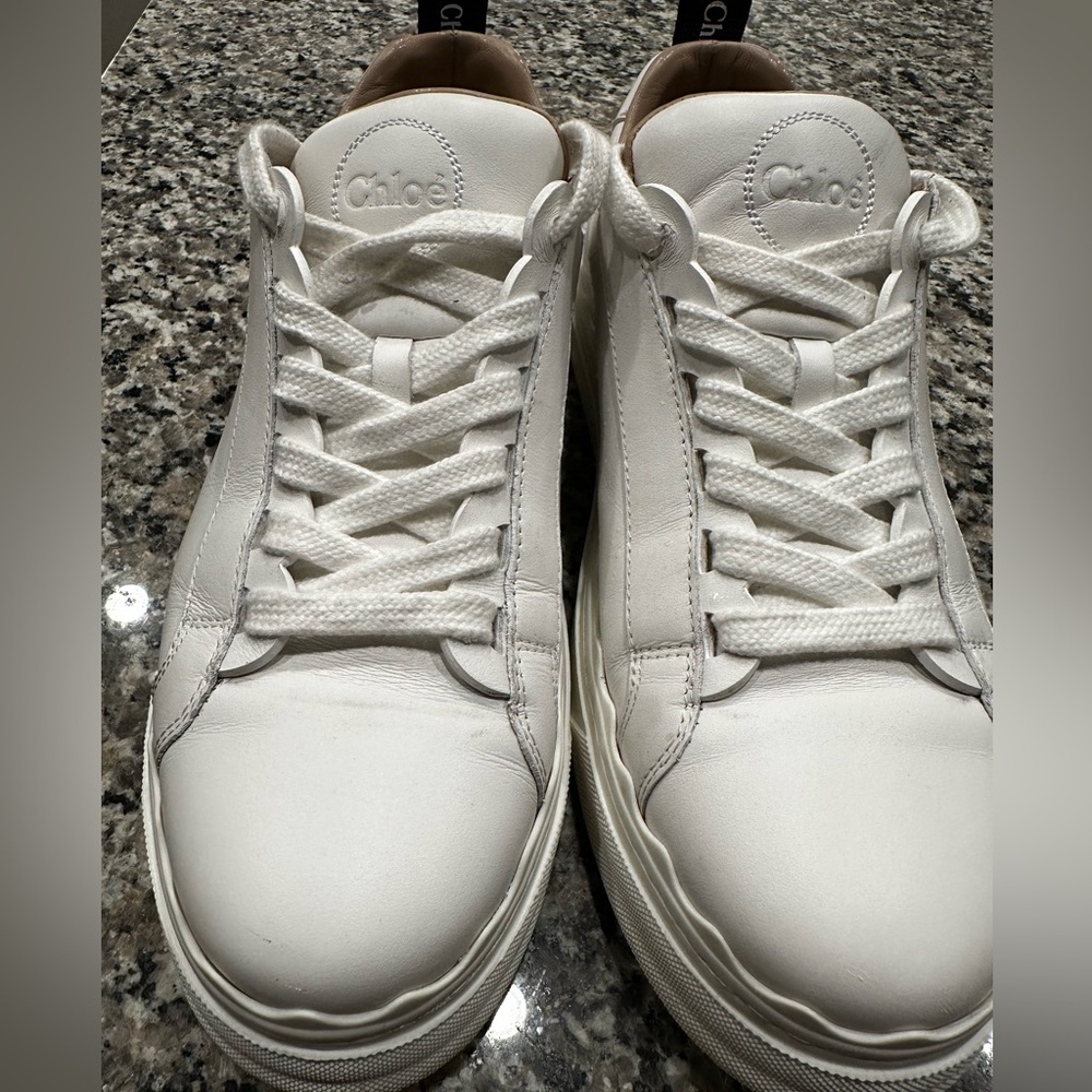 Chloé White Nama Wedge Sneaker